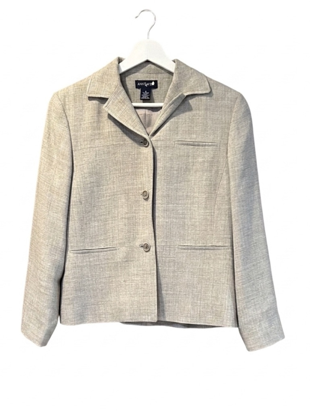 Ann Taylor Ladies Blazer Jacket Size 6 Lined Rayon Wool Blend Beige Vintage‎